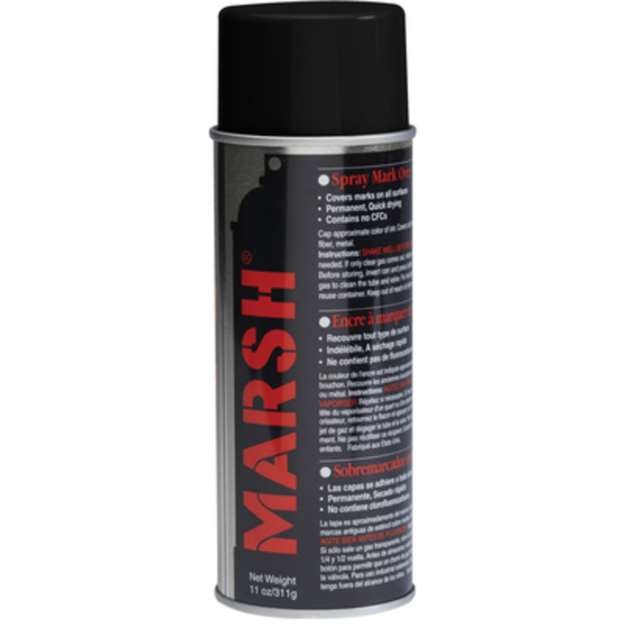 Marsh Black Spray Stencil Ink - 11 Oz., Waterproof, Fast-Drying, 12 Pcs, Model# STSBLK